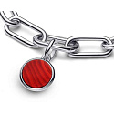 Charm Sterlingsilber 925 Mini-Medaillon rot Imitation Achat, Anhänger für Armband Symbol