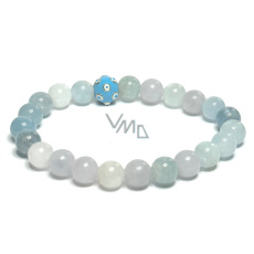 Morganit blau Armband elastisch Naturstein, Kugel 8 mm / 16-17 cm, Stein der göttlichen Liebe