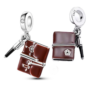 Sterling Silber 925 Tagebuch und Stift, 3in1 Anhänger auf Armband Interessen Sterling Silber 925 Tagebuch und Stift, 3in1 Anhänger auf Armband Interessen