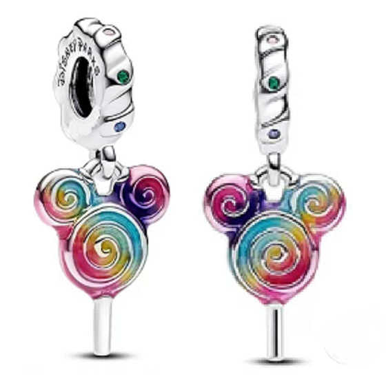 Charm Sterling Silber 925 Disney Mickey/Minnie Mouse Lolly Head, Anhänger für Filmarmband