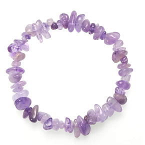 Amethyst-Lavendel-Armband elastischer gehackter Naturstein 19 cm, Stein der Könige und Bischöfe