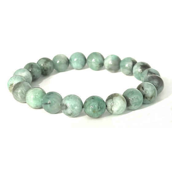 Smaragd-Armband Naturstein, Kugel 9 - 9,8 mm / 16 - 17 cm, Wahrheit - Liebe - Glück - Wohlstand - Kreativität