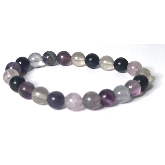 Fluorit lila-klar Armband elastischer Naturstein, Kugel 8 mm / 16-17 cm, Stein der Genies