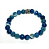 Achat blau Facettenarmband elastisch Naturstein, Kugel 8 mm / 16 - 17 cm