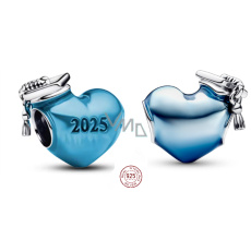 Charm Sterlingové stříbro 925 Gradace Modré promoční srdce 2025, korálek na náramek gradace Charm Sterlingové stříbro 925 Gradace Modré promoční srdce 2025, korálek na náramek gradace