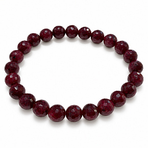 Facettiertes Rubinarmband Königliches Feuer, Naturstein, Kugeln 7,8–8,5 mm / 16–17 cm | Armband der Leidenschaft, des Mutes und des Überflusses, AAA
