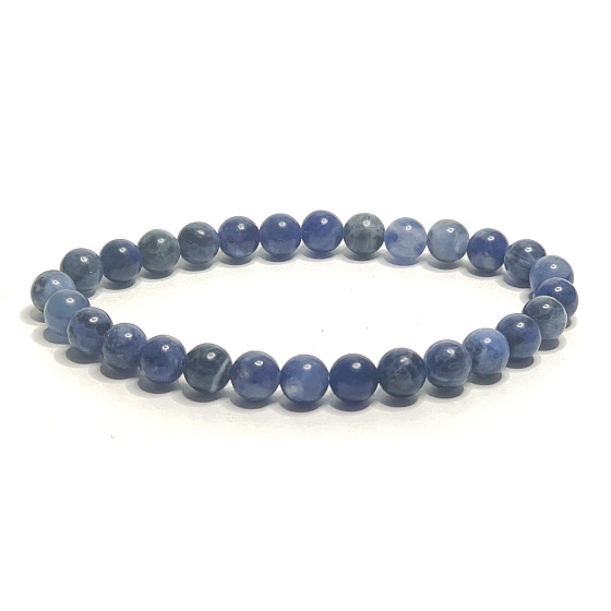 Sodalith-Armband elastisch Naturstein, Kugel 6 mm / 16 - 17 cm, Stein Kommunikation