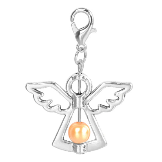 Schutzengel-Anhänger mit orangefarbener Perle 29 x 37 mm 1 Stück