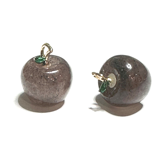 Kristall Erdbeere Apfel Wissen Anhänger, Naturstein 2,7 x 15 mm, Steinchen