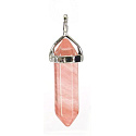 Kristall rosa Pendel sechseckiger Anhänger Naturstein 41 x 13 mm, Stein der Steine