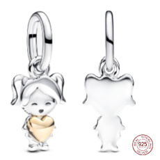 Charm Sterlingové stříbro 925 Happy Girl - šťastné děvče, přívěsek na náramek rodina