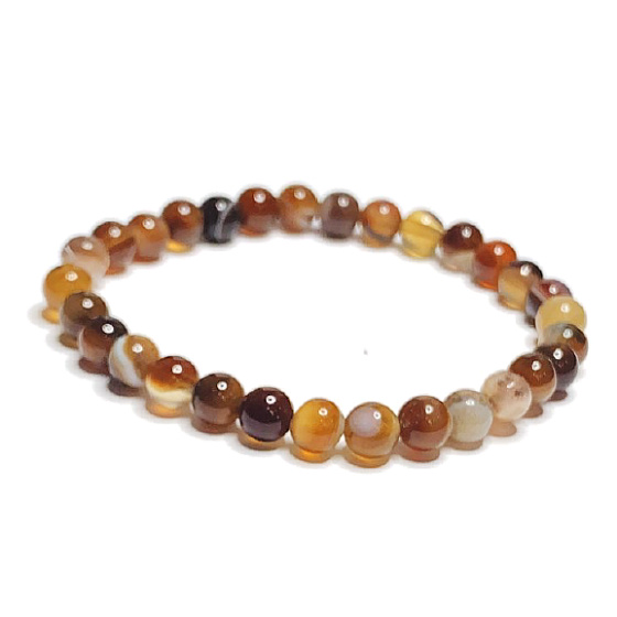 Achat braun Spitze Armband elastisch Naturstein, Perle 6 mm / 16-17 cm, fügt Stärke