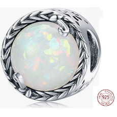 Charm Sterling Silber 925 Minimalist Wein, Opal synthetisch, Perle für Armband, Symbol