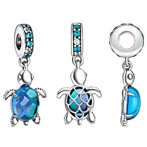 Sterling Silber 925 Meeresschildkröte Muranoglas-Anhänger Armband Tier