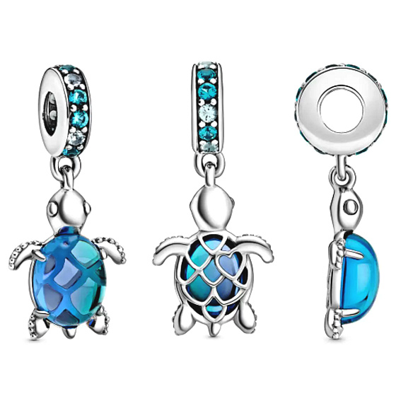 Sterling Silber 925 Meeresschildkröte Muranoglas-Anhänger Armband Tier