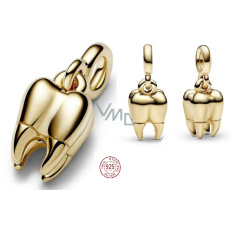 Charme Sterling Silber 925 Gold Zahn - Mini Medaillon, Anhänger Armband Interessen Charme Sterling Silber 925 Gold Zahn - Mini Medaillon, Anhänger Armband Interessen