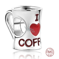 Sterling Silber 925 Ich liebe Kaffee, Perlenarmband, Essen und Trinken Sterling Silber 925 Ich liebe Kaffee, Perlenarmband, Essen und Trinken