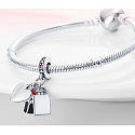 Charm Sterling Silber 925 Chic Stil - Lippenstift, Parfüm, Herz 3in1, Anhänger am Armband Interessen
