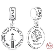 Charme Sterling Silber 925 Game of Thrones Jon Snow, Armband Anhänger, Film