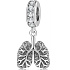 Charms Sterling Silber 925 Anatomische Biologie - Lunge Symbol für den Kontakt mit der Außenwelt, Anhänger für Armband