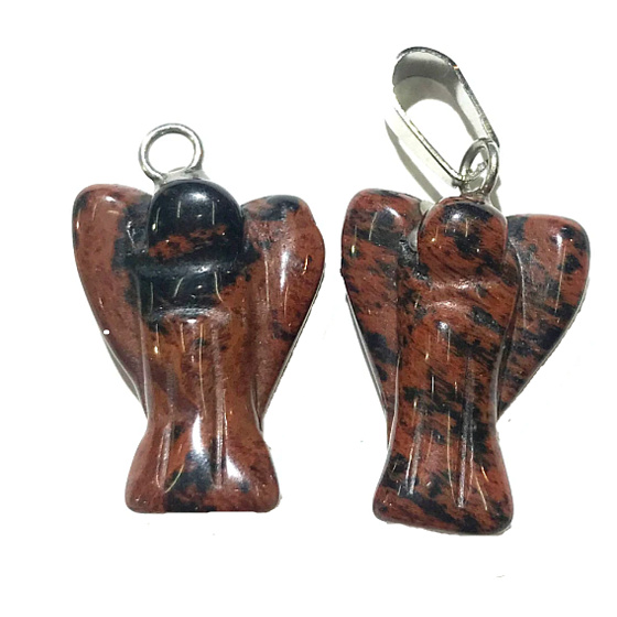 Obsidian Moka Engel Schutzengel Anhänger Naturstein 2 - 2,2 cm, Rettungsstein