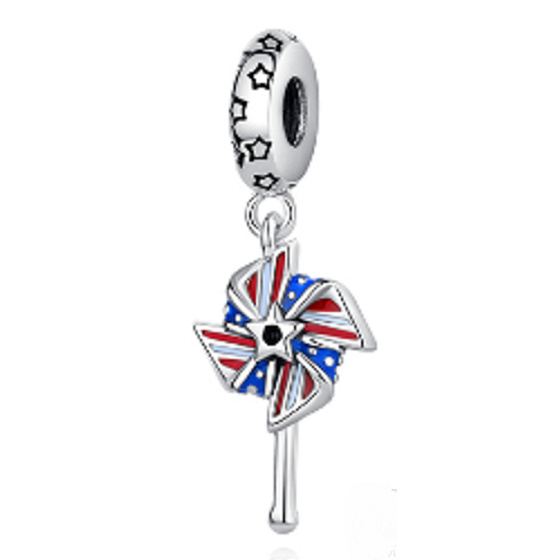 Sterling Silber 925 USA Pinwheel, Reisearmband Anhänger
