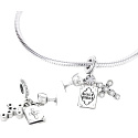 Sterling Silber 925 Religiöser Charme Heilige Dreifaltigkeit - Gott wird alle deine Bedürfnisse erfüllen, 3in1 Anhänger Armband