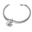 Sterling Silber 925 Friendship Quatrefoil - Glücklich, dich zu haben, Freundschaftsarmband-Anhänger