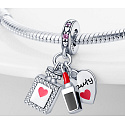 Charm Sterling Silber 925 Chic Stil - Lippenstift, Parfüm, Herz 3in1, Anhänger am Armband Interessen