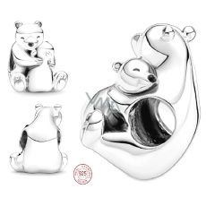 Charme Sterling Silber 925 Umarmung Eisbären, Perle auf Armband Familie