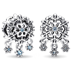 Charme Sterling Silber 925 Eis Schneeflocke Perlen Armband Weihnachten