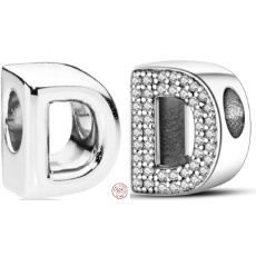 Sterling Silber 925 Alphabet Buchstabe D, Perle für Armband