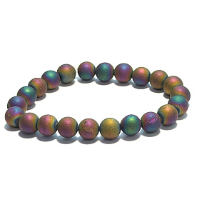 Karneol galvanicky pokovený – elastický náramek 8 mm | 16–17 cm, Síla tvořivosti