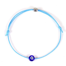 Blaues Auge Seil Armband gewebt hellblau, Komponente in Silber