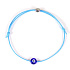 Blaues Auge Seil Armband gewebt hellblau, Komponente in Silber