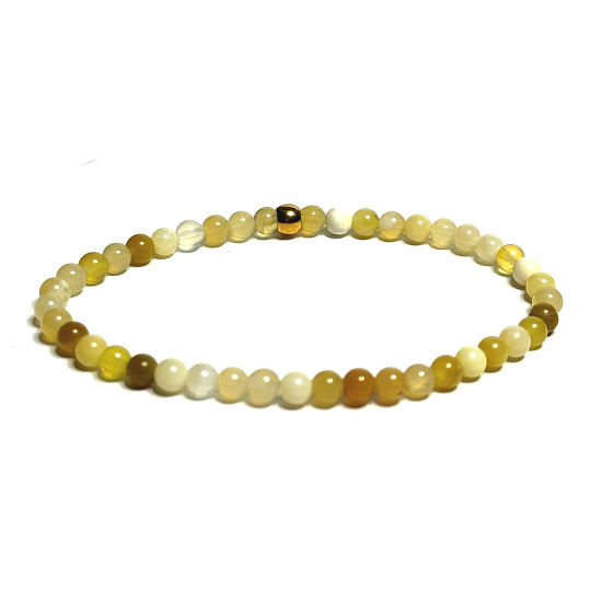 Opal gelb Armband elastisch Naturstein, Kugel 4 mm / 16 - 17 cm, Glücksstein