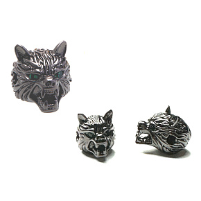 Kopf des schwarzen Wolfes Metallarmbandanhänger 12 x 12 mm