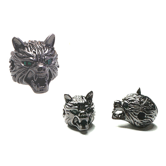 Kopf des schwarzen Wolfes Metallarmbandanhänger 12 x 12 mm