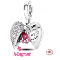 Sterling Silber 925 Pawprints on my heart, Herz-Anhänger an Haustier-Armband