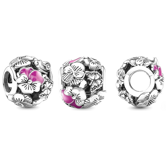 Sterling Silber 925 Floral Charme Perlenarmband Natur