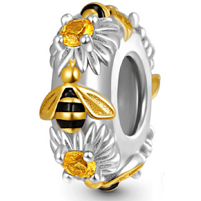 Charme Sterling Silber 925 Funkelnde Biene, Perle am Armband Tier