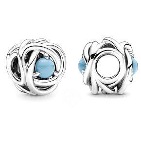 Charme Sterling Silber 925 Unendlicher Kreis der Ewigkeit Dezember Türkis, Perle für Armband