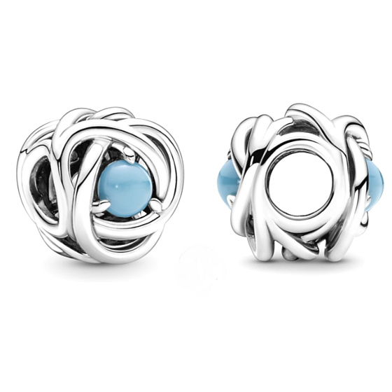 Charme Sterling Silber 925 Unendlicher Kreis der Ewigkeit Dezember Türkis, Perle für Armband