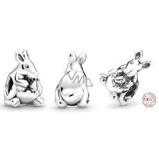 Charms Sterling Silber 925 Australien Känguru und Jungtier, Perle am Tierarmband
