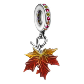 Charms Sterling Silber 925 Herbstfarben - Herbstblatt, Ahornblatt, Natur Armband Anhänger