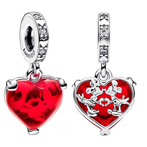 Charme Sterling Silber 925 Disney Mickey und Minnie Mouse Murano Herz Anhänger Armband Liebe