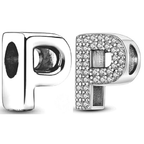 Sterling Silber 925 Alphabet Buchstabe P, Perle für Armband