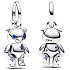 Sterling Silber 925 Beweglicher Teddybär mit blauen Augen, Tierarmband-Anhänger
