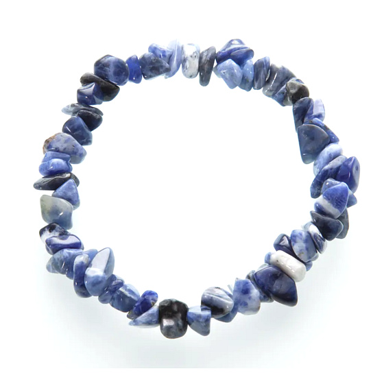 Sodalith-Armband elastisch gehackter Naturstein 19 cm, Stein Kommunikation