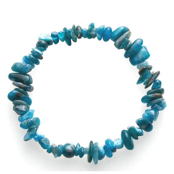 Apatit blau Armband elastische gehackten Naturstein 19 cm, Stein Realisierung